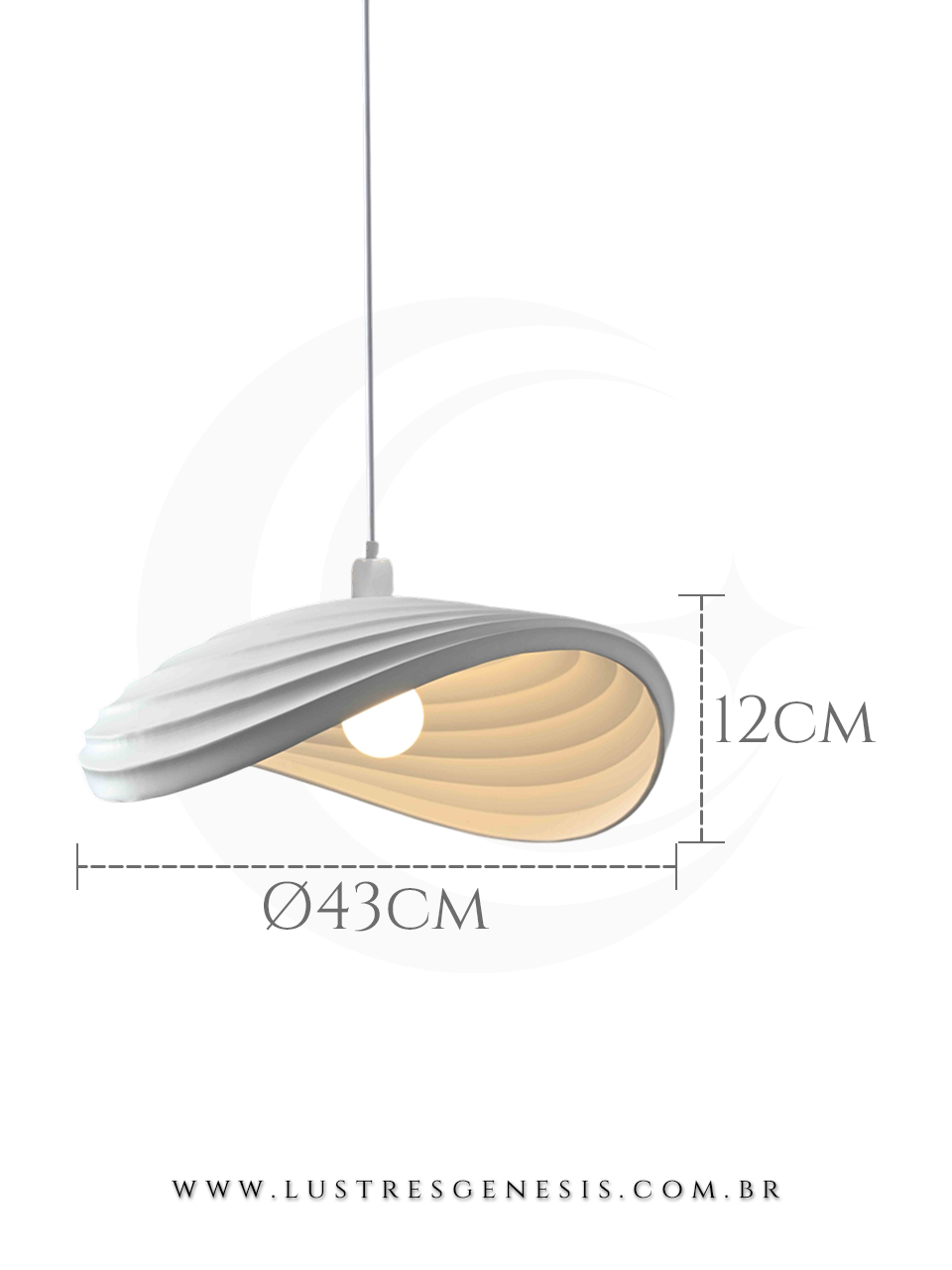 Luminaria de Teto Pendente DCD02677 Branco Resina E27 43x33cm, Bancada Churrasqueira, Lavabo, Cabeceira de Cama